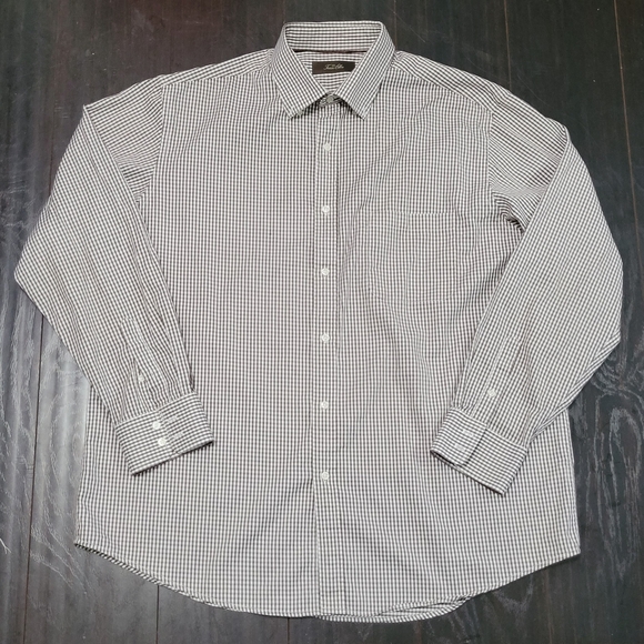 Tasso Elba Shirt Men's XL Brown Checkered Button Down Long Sleeve Shirt - Picture 8 of 10